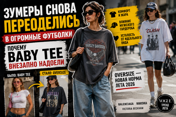 Огромные футболки вытесняют облегающие baby tees