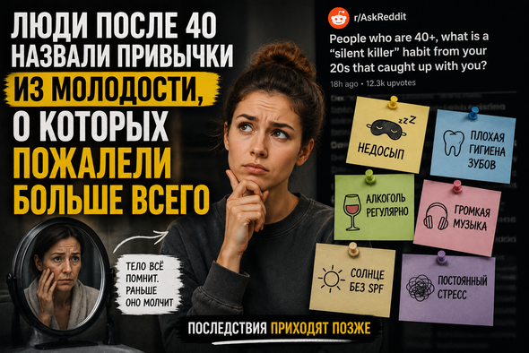 Люди старше 40 называют привычки двадцатилетних, за которые тело «выставит счёт» позже