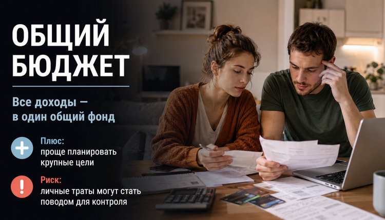 Общий, раздельный или смешанный бюджет: разбираемся, как делить расходы в паре, учитывать разницу в доходах и не ссориться из-за денег. ИИ-иллюстрация: создано с использованием ChatGPT (OpenAI)