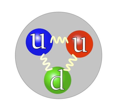 Два верхних и один нижний кварк в протоне / Wikimedia Commons
