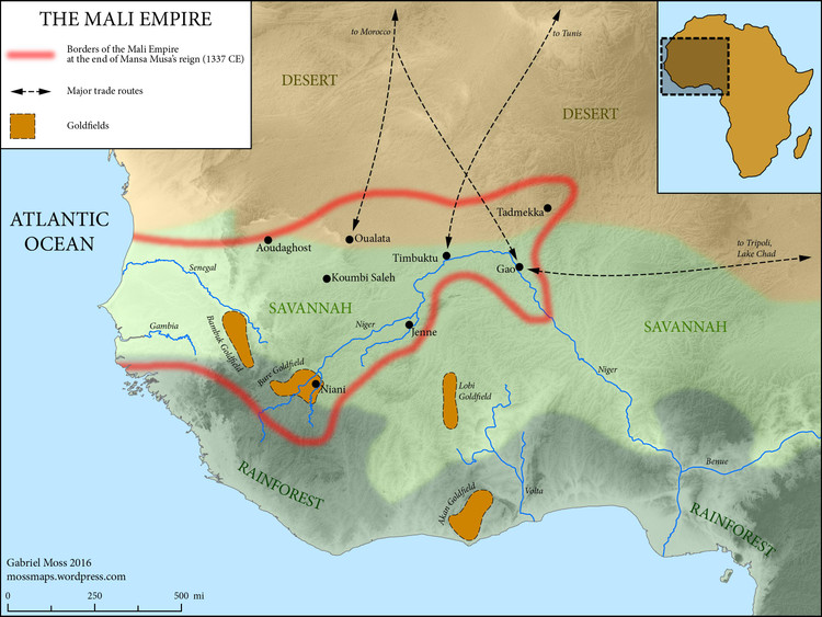 Карта империи Мали / Gabriel Moss / Wikimedia Commons