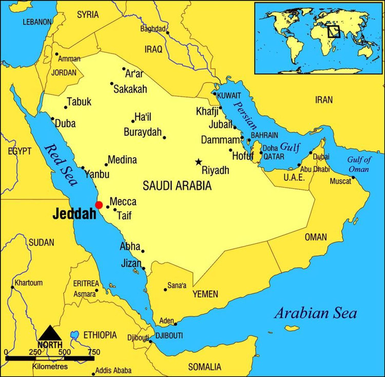 Местоположение Башни Джидда на карте / ru.maps-saudi-arabia.com