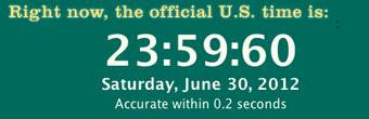  Захват экрана часов UTC с time.gov. Архивная копия от 17 июля 2012 на Wayback Machine с дополнительной секундой, 30 июня 2012 года, 23:59:60
