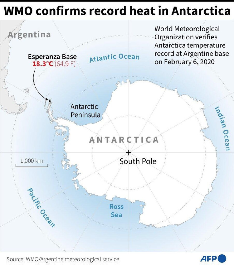 ВМО подтвердила рекорд температуры в Антарктике / WMO / Argentine meteorological service