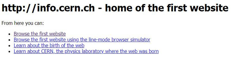 Скриншот первого в мире сайта info.cern.ch / info.cern.ch