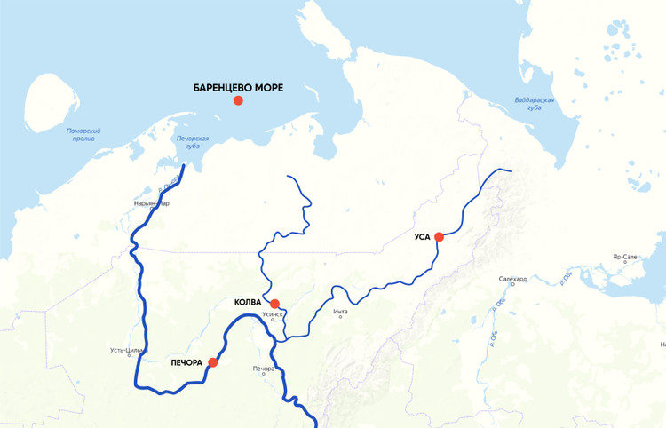 Печора на карте. Река Печора на карте. Река Колва на карте. Где Печорская губа.